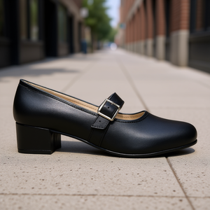 Scarpe Basse da Donna con Tacco Quadrato in Vera Pelle con Chiusura a Fibbia per Tutte le Stagioni - Product Image 2