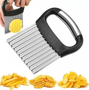 Multifunctional Manual Stainless Steel Food <b>Vegetable</b> Cutter Potato Slicer Wavy Crinkle Cutter French Fry Dicing Metal ZL-1213 M - Product Image 1