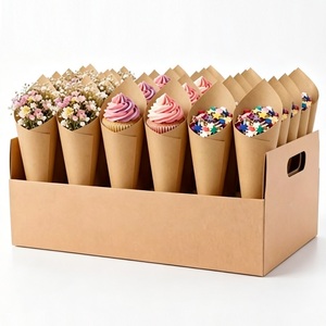 30 Pièces Présentoirs à Cônes de Confettis Marron pour Mariage, avec Cônes en Papier Kraft et Poignée Portable, pour Décoration - Product Image 1