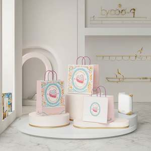 Prix de gros Sacs de shopping classiques durables en papier kraft brun recyclé avec poignée en corde de coton Logo personnalisé - Product Image 2