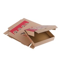 Boîte en carton ondulé kraft résistant à l'huile, sans colle, pliable, pour aliments, avec languette de traction, pour emballage de pizza à emporter