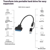 Adaptador USB 3.0 Tipo-C a SATA 2 en 1, Cable de Datos Externo Blindado de 22 Pines para Disco Duro de Computadora (SSD HDD)