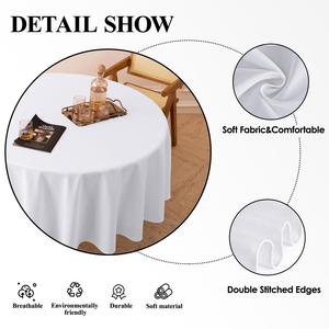 Mantel Redondo de Poliéster Jacquard de 120 y 132 Pulgadas, Color Blanco, para Bodas, Fiestas, Banquetes, Eventos y Restaurantes, Gran Venta - Product Image 4