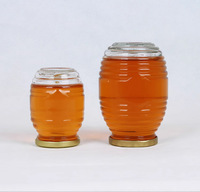 Kosong bening 250ml 500ml 1000ml stoples madu kaca sarang lebah bentuk penyimpanan makanan kaca Jam madu Jar dengan tutup sekrup aluminium