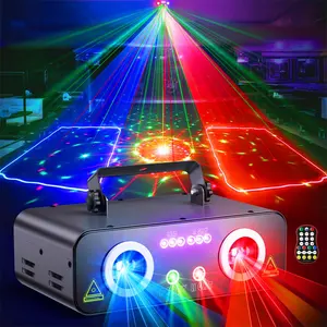Ehaho nhấp nháy 3D đồ họa Disco ánh sáng với điều khiển từ xa đôi đèn chiếu RGB hoạt hình DJ bên ánh sáng