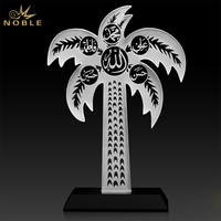 Trophée d'arbre en cristal clair Noble avec mots arabes personnalisés Logo gravé cadeau religieux Business récompenses islamiques artisanat à la main