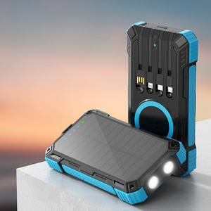 Wholesale Solar Portable Logo Wireless Powerbank 20000mah Fast Charging 12v Built in <b>Cables</b> <b>Type</b> <b>C</b> for Cell Phone Power Bank - Product Image 1