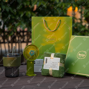 <span class=keywords><strong>Cesta</strong></span> de Regalo Personalizada Exquisita y Novedosa, Toalla de Terciopelo Coral, Mini Ventilador con Estampado UV, Vaso con Pajita de Vidrio, <span class=keywords><strong>para</strong></span> Regalo de Boda - Product Image 3
