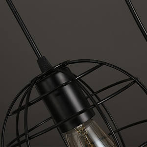 Lampada a sospensione a gabbia in ferro industriale nero Vintage a 5 forme diverse per ristorante - Product Image 4