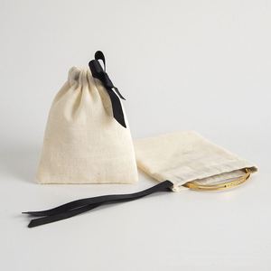 Sac à bijoux en toile de coton doux et petit, avec cordon de serrage, prix d'usine, personnalisable - Product Image 3