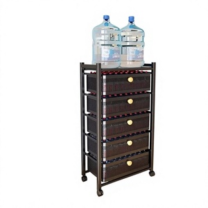 Armoire <span class=keywords><strong>de</strong></span> <span class=keywords><strong>rangement</strong></span> métallique à plusieurs niveaux avec tiroirs en maille pour l'organisation des aliments et des légumes dans la <span class=keywords><strong>cuisine</strong></span> - Product Image 6