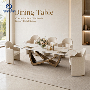 <span class=keywords><strong>Table</strong></span> à manger très vendue avec 8 chaises, plateau en céramique marbrée de 12 mm, vente en gros, mobilier moderne pour la maison, ensemble de <span class=keywords><strong>table</strong></span> à manger extensible - Product Image 1