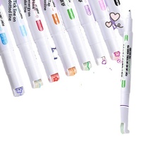 Surligneur Étudiant à Motif Floral, Encre Permanente, Design à Lignes Ondulées, Plastique, 4 Couleurs, Coloré pour le Papier, Non Effaçable