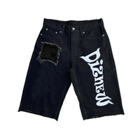 Diznew 2022 hommes été ample décontracté haute rue Hip Hop Denim Vintage lavé bouffée imprimé blanc bleu Shorts