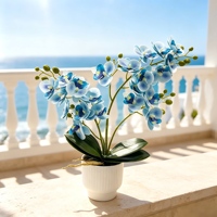 Plante artificielle Phalaenopsis en pot, orchidée au toucher silicone, fleur verte, bonsaï écologique, longue durée de vie, pour salon et bureau