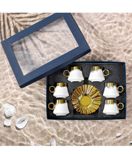 Bộ 6 tách trà cà phê Espresso Cappuccino sứ kiểu Ả Rập Thổ Nhĩ Kỳ, in logo tùy chỉnh, đóng hộp quà tặng - Product Image 2