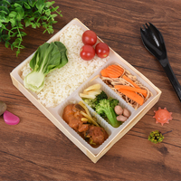 Boîte à lunch en bois jetable en gros, récipient alimentaire, boîte bento pliable, écologique, personnalisable, boîte à emporter, boîte à fast-food