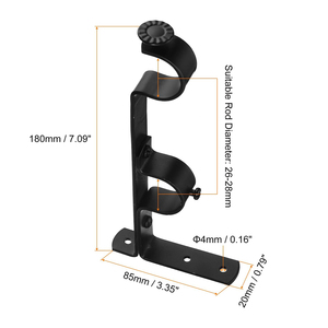 Supports de tringle à <span class=keywords><strong>rideau</strong></span> robustes pour fixation murale au-dessus de la fenêtre, en fer noir - Product Image 4
