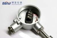 Probe Sensor Suhu 3 Kawat Pt100 RTD -50 hingga 300C dengan Kotak Sambungan Tahan Air, Termometer Tahan Lama Berlapis Baja IP65
