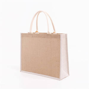 Handle <b>Shopping</b> Tote <b>Bag</b> Made of Printed <b>Jute</b> Can Be Carried Out and Custom logo Color - Product Image 3