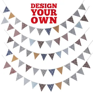 DIY Your Design Happy Birthday Party Camping Picnic Decoration String Pennant Bunting Flags Colorful Triangle Banner Flag Custom