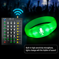 Bracelets LED en silicone 15 couleurs, contrôle sonore RGB, respectueux de l'environnement, pour soirées dansantes, discothèques, promotionnels