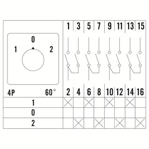 Cansen LW26-20 interruptores de mudança com desligamento central, interruptor rotativo de 60 graus, 3 posições, 4 pólo