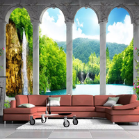 Peinture murale personnalisée avec photo, cascade 3D, paysage naturel, décoration de fond pour salon, chambre à coucher, papier peint mural