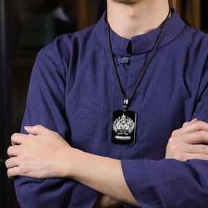 Pendentif en jade noir naturel de Hotan, dieu gardien du zodiaque, néphrite, bouddhisme, cadeau UNISEXE avec certificat d'évaluation SX21 - Product Image 4