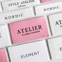 Étiquettes personnalisées de luxe en satin à bords tissés, pliées doucement, pour vêtements, lingerie, vêtements de nuit, robes et marques