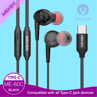 MEKEN ME60C Earbud In-ear Berkabel Original dengan Mikrofon USB-C Tahan Air IPX4 AAC untuk iPhone 15/16/17Pro Max