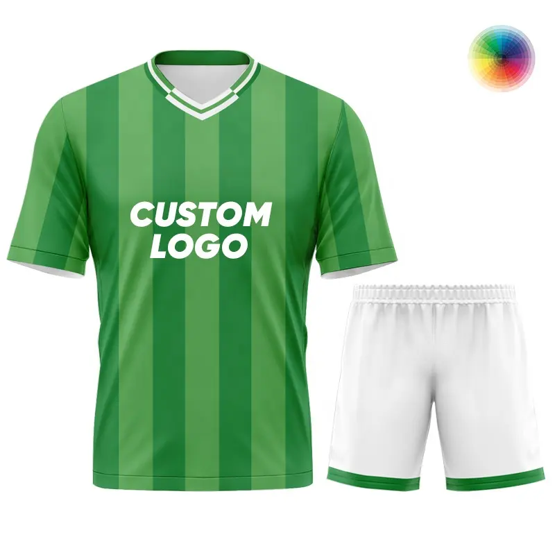 Wholesale football jersey kit uniform soccer wear sets Short Sleeve Football green Shirt Personalized custom Other colorsWO-X308