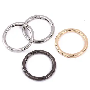 चढ़ाना सोने चांदी काले 32mm बड़े व्यास धातु वसंत अंगूठी दौर Carabiner खुले हे आकार की अंगूठी