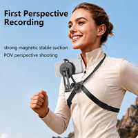 Support magnétique J03 à suspendre autour du cou pour téléphone, support de poitrine à vue à la troisième personne pour téléphone, caméra, vlog, pêche, cyclisme