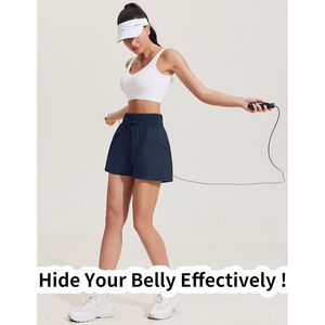 FOXA Short en maille pour femme avec poche pour téléphone, coupe ample, couleur unie, polyester, vêtements de fitness - Product Image 4