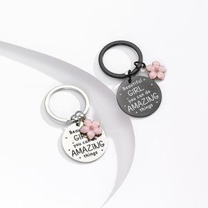 Metal <b>Charm</b> Keychain Mother's Day Gift Oriental Cherry Flower <b>Keyring</b> Mom Pendant Chain Key Ring Holder Jewelry Accessories Gift - Product Image 2