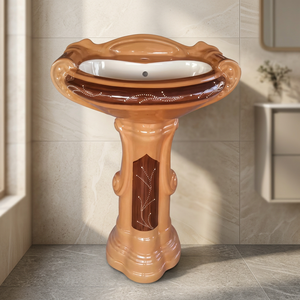 Big Size Fancy Ceramic Pedestal Wash Basin Lavabo Sink Full Stand Decorative Bathroom Hand Wash Basin - Product Image 4