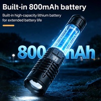 Lampe torche LED rechargeable haute luminosité avec lumière latérale COB, affichage numérique de la puissance, zoom, lampe tactique pour situations d'urgence
