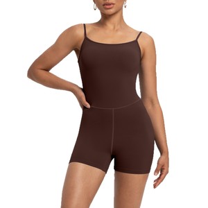 <span class=keywords><strong>Tuta</strong></span> Sportiva <span class=keywords><strong>Donna</strong></span> NLLIT con Spalline, Effetto Nudo, Imbottiture sul Petto, <span class=keywords><strong>Aderente</strong></span> in Nylon Spandex, Lunghezza Corta, per Fitness e Yoga - Product Image 4