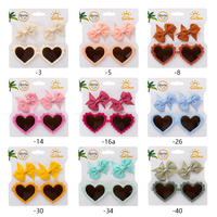 Lunettes de soleil en forme de cœur pour bébé fille, ensembles d'arcs à cheveux, paires de rubans, barrettes, lunettes UV400, accessoires pour filles, plage, mer