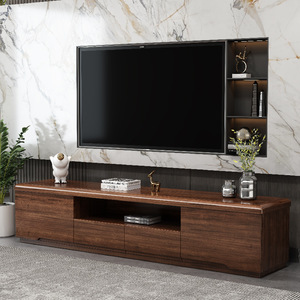 Mesa de centro de madera maciza de nogal y mueble para TV, conjunto de almacenamiento para sala de estar, estilo chino moderno. - Product Image 2