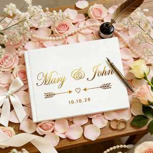 Libro de Visitas Personalizado con Nombres y Fecha, Elegante Libro de Visitas de Tapa Dura para Recepción de Boda, Despedida de Soltera, Aniversario - Product Image 1