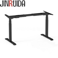Cadre de bureau électrique réglable en hauteur à double moteur JINRUIDA, robuste et sans vibrations, pieds carrés à 3 sections pour table de bureau