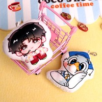 Porte-clés en peluche personnalisé avec photo, breloque de sac, mini-poupée douce qui couine, accessoire de sac à dos, article de support pour fans, cadeau unique
