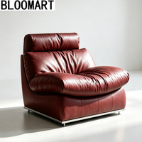 Fauteuil de salon moderne en cuir avec fonction inclinable, design doux, pieds en métal, coque en acier inoxydable pour la maison, le bureau, le salon