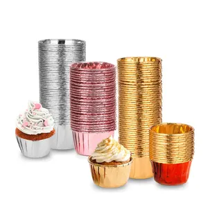 Metallic Gold Foil PET Coated Easily Separate Souffle Muffin Baking Paper Cake Cup Cases Roll Mouth Cupcake Liner