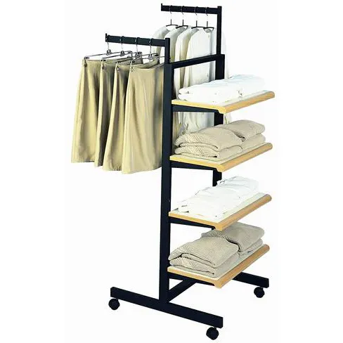 High-quality floor-type clothing store retail clothes rack with wheels clothes display rack 120 long and 160 high