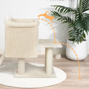 Modern Large 4-Level Cat Tree with Nest <b>Scratching</b> <b>Post</b> and Plush Climbing Frame for Indoor Cats - Product Image 3