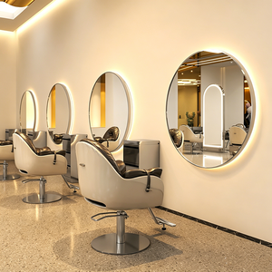 Espejo de Pared Redondo de Vidrio Ecológico Moderno con Iluminación LED para Salón de Belleza, Marco de Aluminio con Interruptor Táctil para Maquillaje - Product Image 6