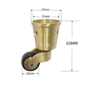 Roulettes de stabilité de matériel de canapés, roues pivotantes en laiton massif, petits meubles chromés, roulette de Piano avec tasses